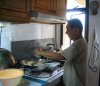 Grandpa cooking dinner