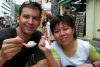 Andy and Nyet with rice balls in almond milk